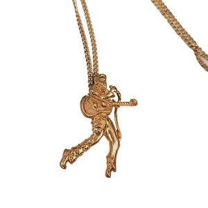 Elvis Presley Pendant Necklace Boxcar Gold 1977 Vintage Guitar Rock Icon Jewelry